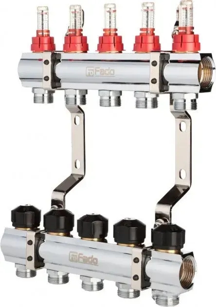 Коллектор с расходомерами Fado 1"x3/4" 5 выходов (KRV105)