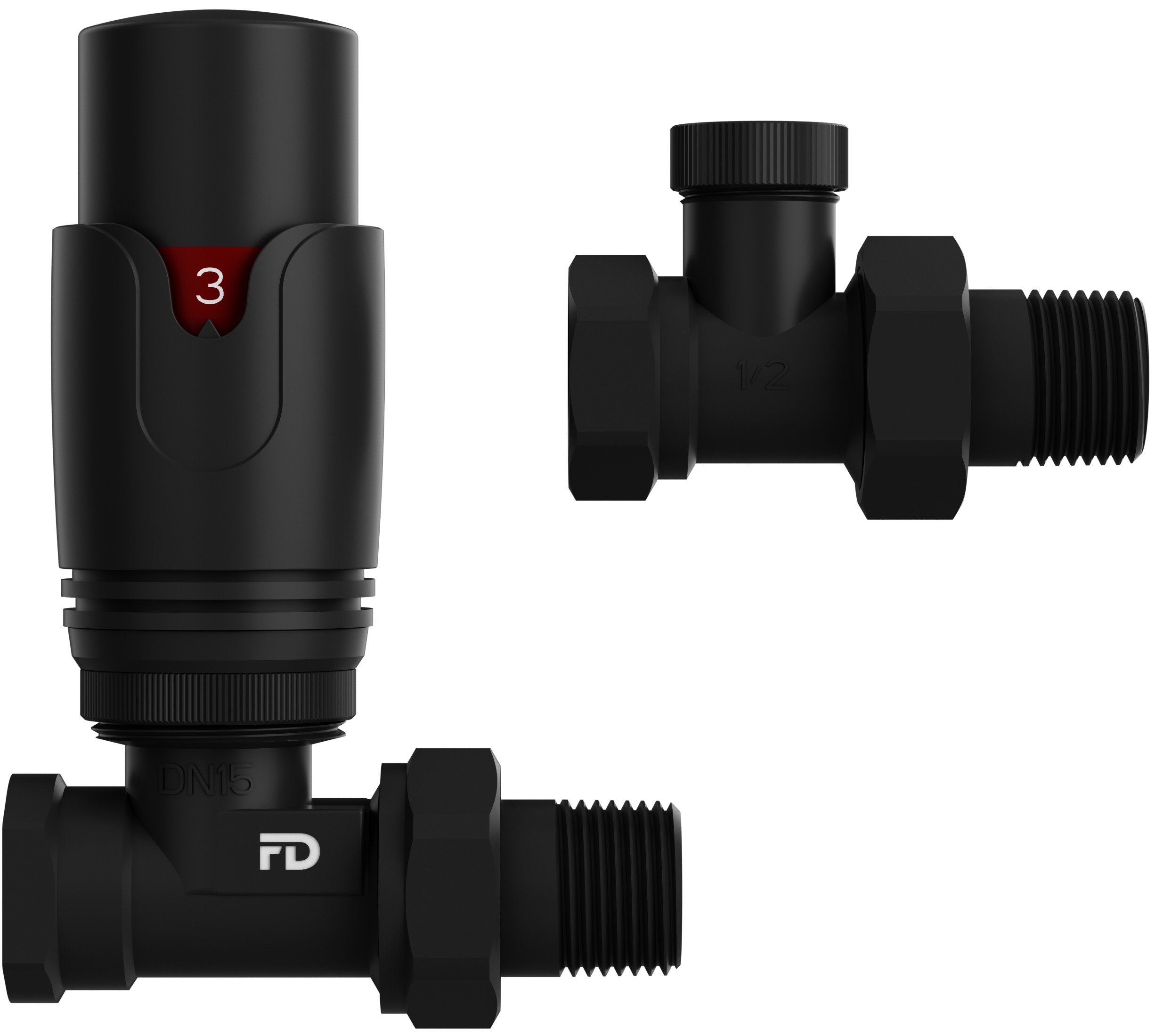 Термостатичний комплект FADO Premio 1/2", прямий чорний (KTS02B)
