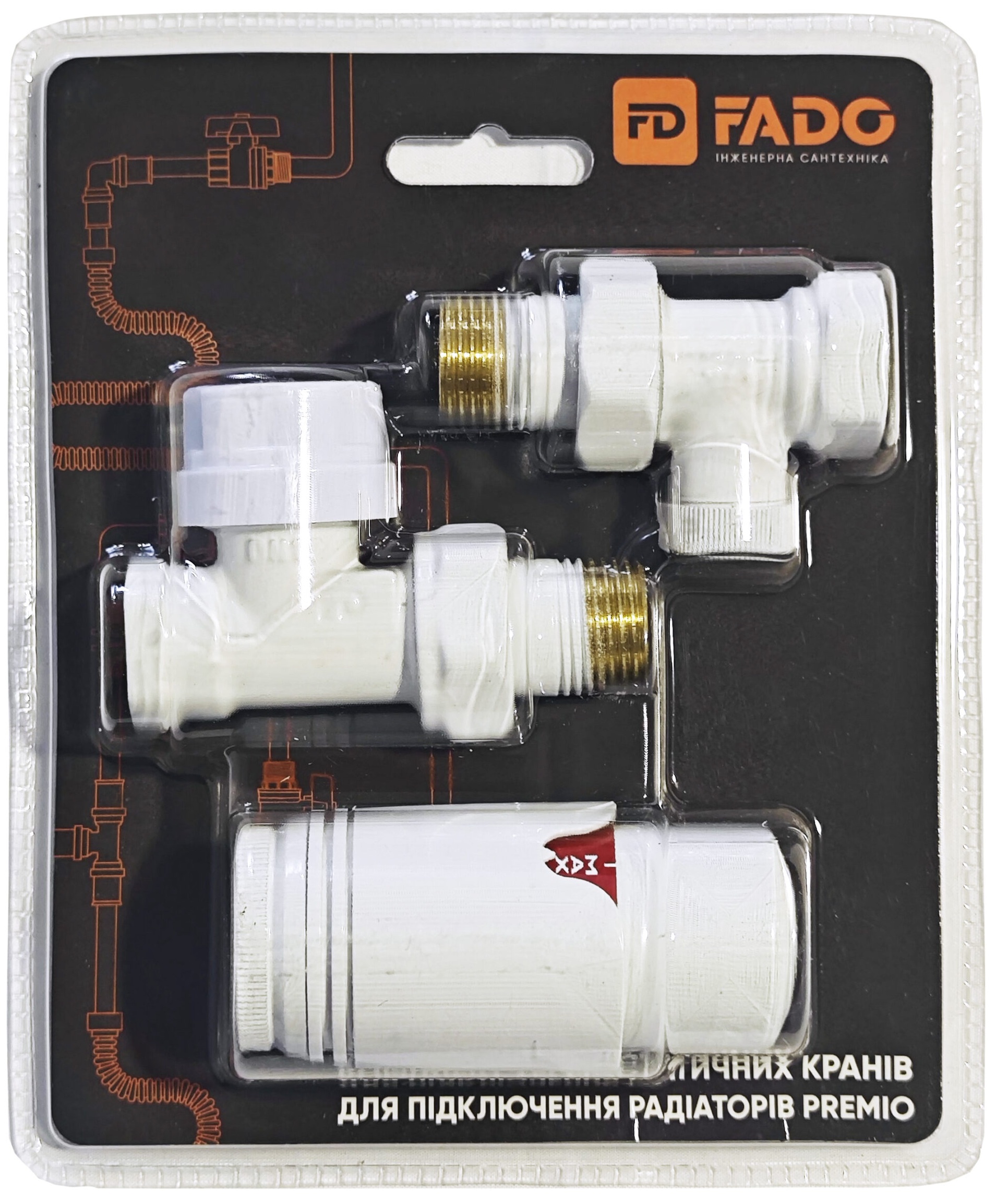 Термостатический комплект FADO Premio 1/2", прямой белый (KTS02W) цена 1779 грн - фотография 2