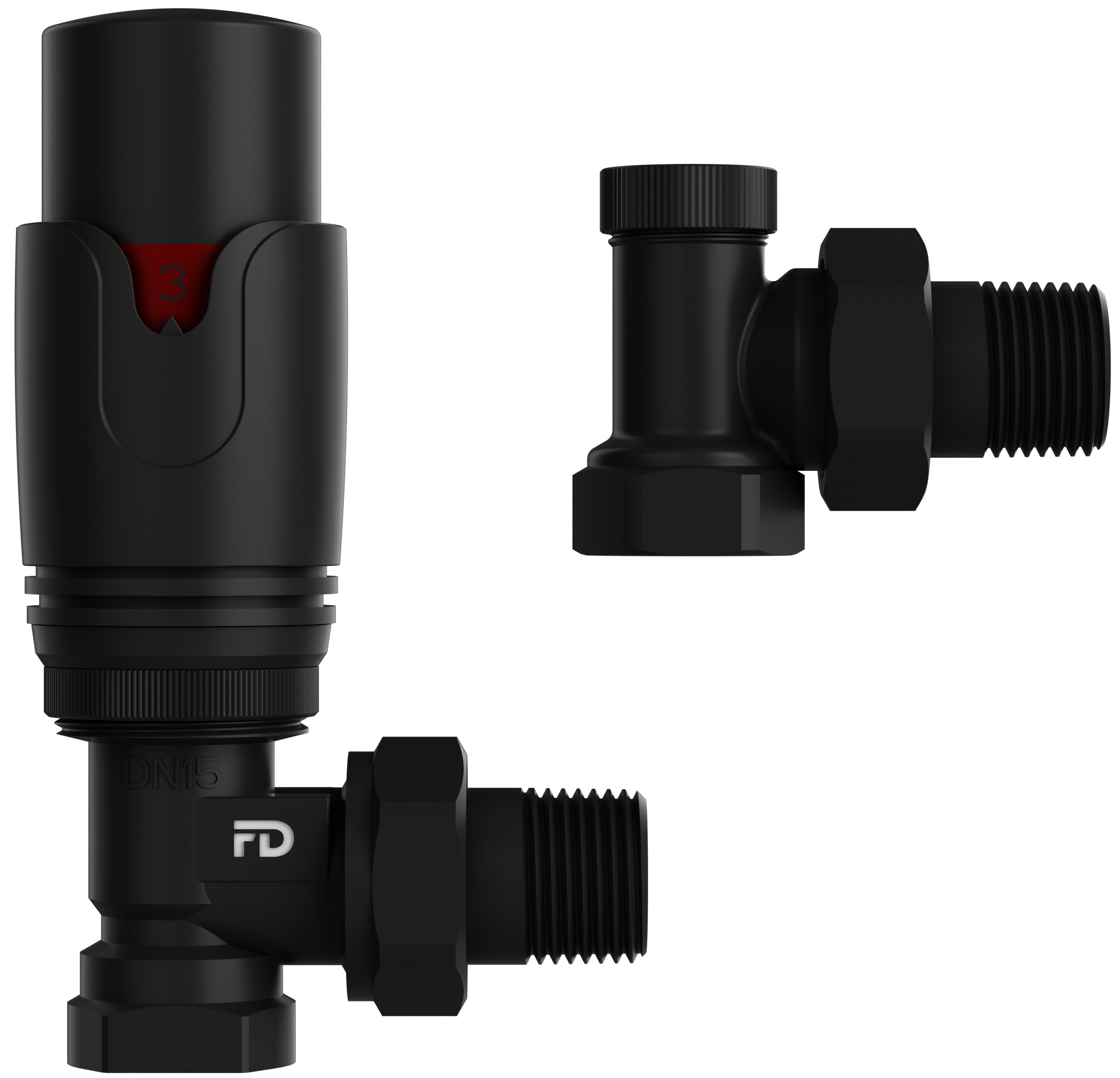 Термостатичний комплект FADO Premio 1/2", кутовий чорний (KTS01B)
