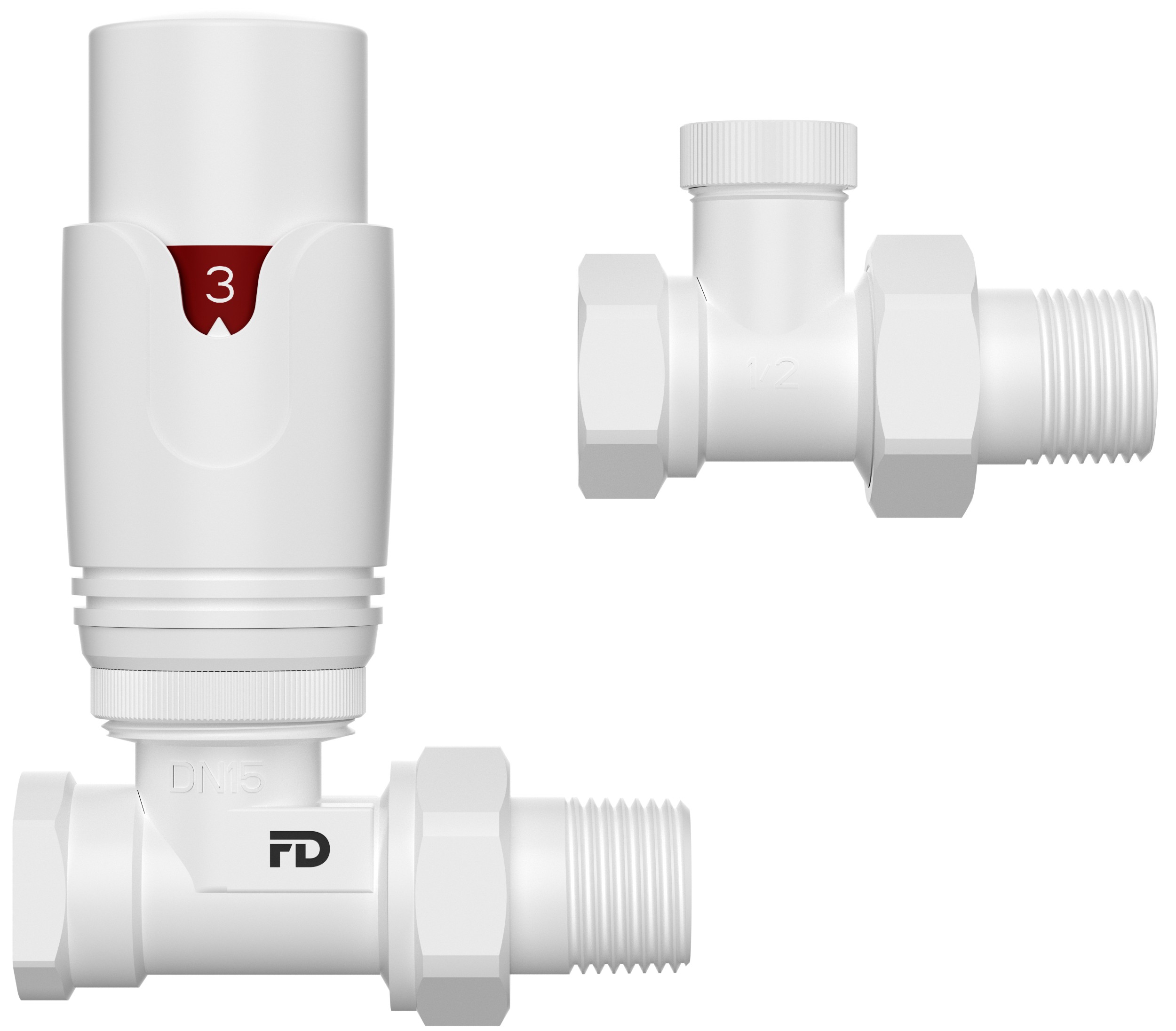 Термостатичний комплект FADO Premio 1/2", кутовий білий (KTS01W)