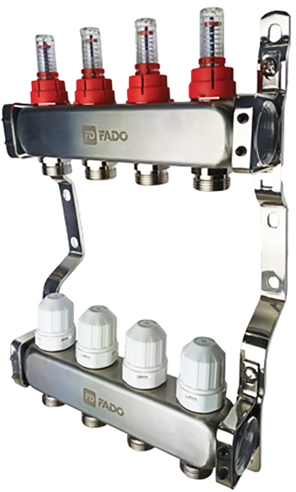 Коллектор с расходомерами из нержавеющей стали Fado 1"x11 KRVS11