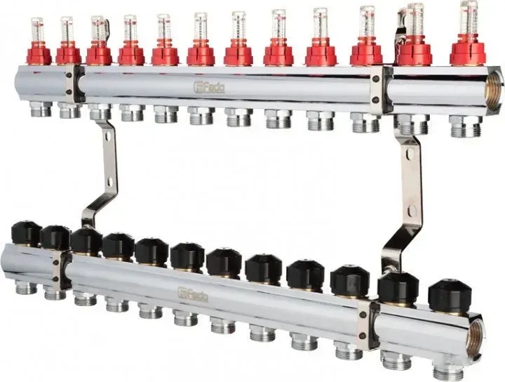 Коллектор с расходомерами Fado 1"x3/4" 12 выходов (KRV112)