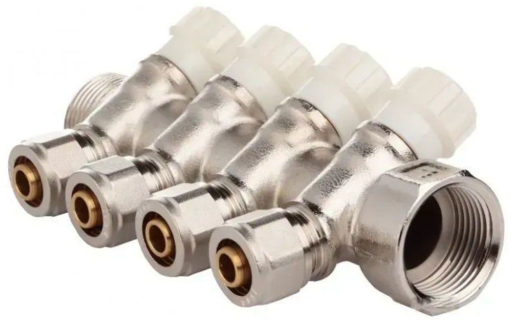 Коллектор с вентильными кранами и фитингом Fado 1" x 16x4 (KVO14)