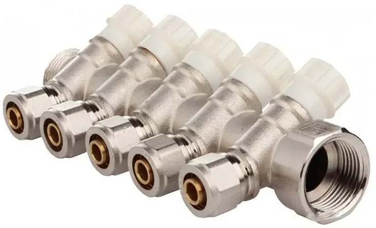 Коллектор с вентильными кранами и фитингом Fado 1" x 16x5 (KVO15)