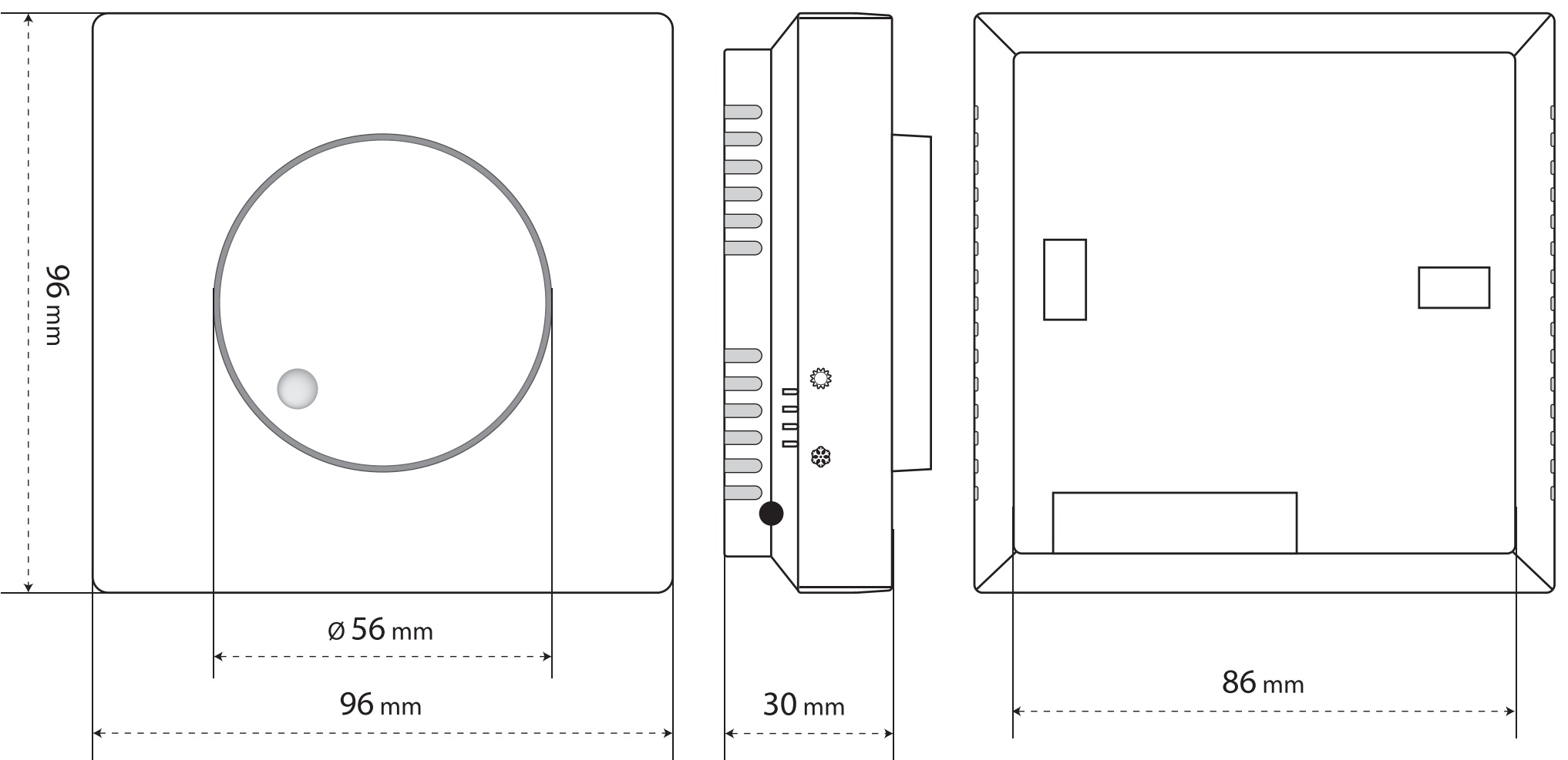 Navin EH84BM-16A, черный (24-660171-0240) Габаритные размеры