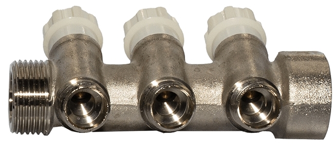 в продаже Коллектор с вентильными кранами под евроконус Fado 1" x3/4"x3 (KVE13) - фото 3