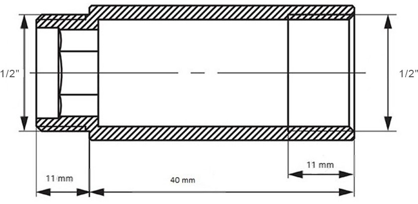 Navin M22"x1/2" 40 mm чорний, 2 шт. (25-272408-2540) Габаритні розміри