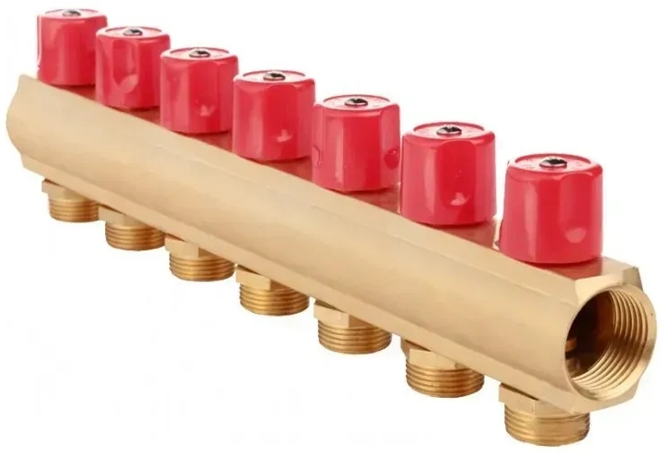 Коллектор с вентильными кранами под евроконус Fado 1"X3/4"x7 (KBV07)