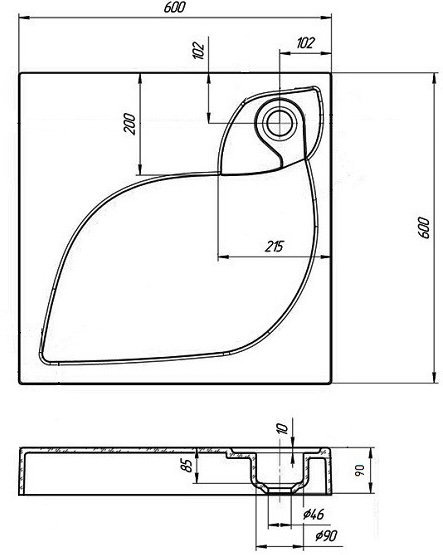 Redokss San Triton 60x60 см (APR018) Габаритные размеры