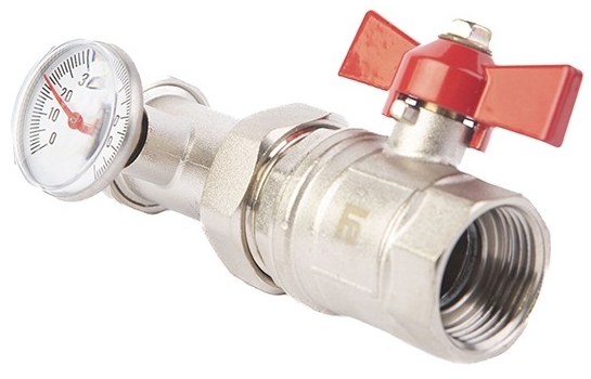 Кран для колектора Fado 1" з термометром прямий (KA30) ціна 0 грн - фотографія 2