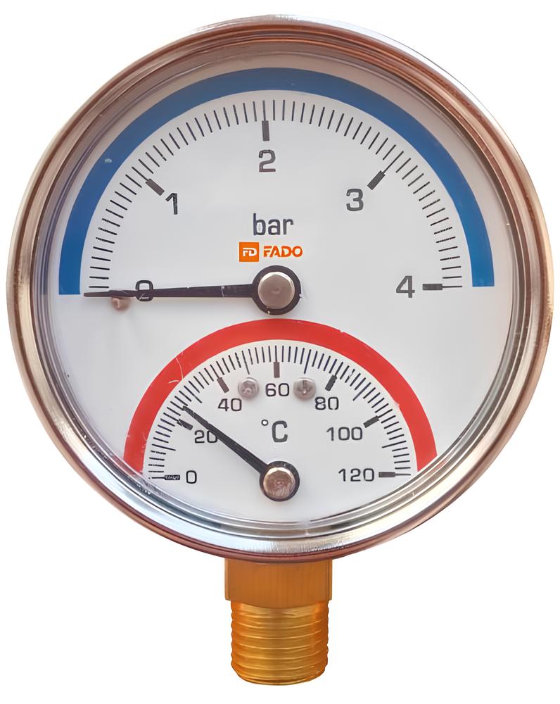 Термоманометр FADO Ø80 1/2", 0-120°C, 0-4 бар (TMV02)