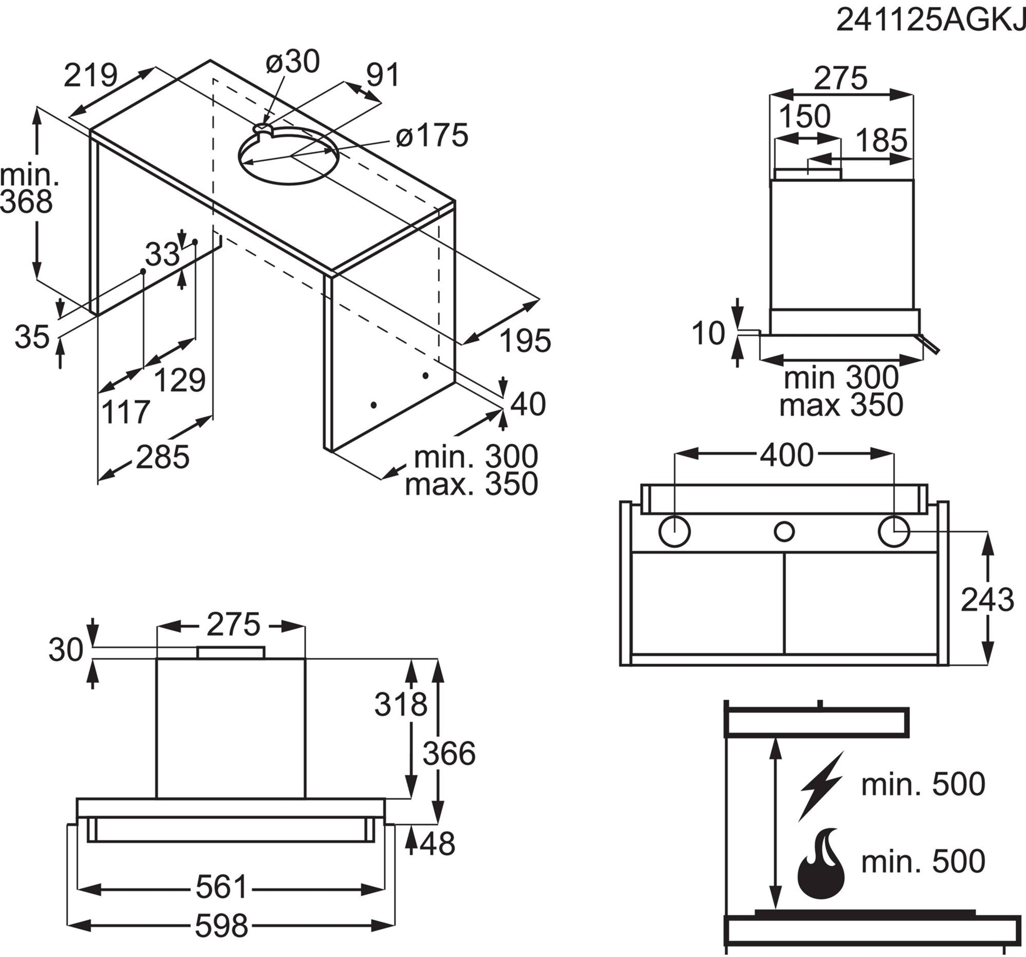 Electrolux LFP516K Габаритные размеры
