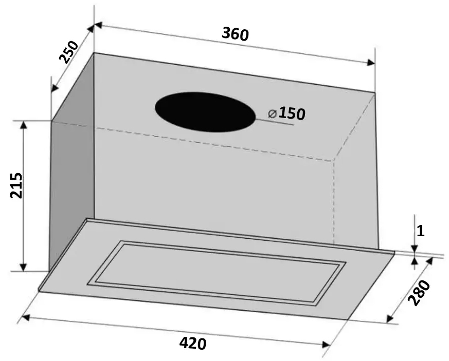 Ventolux Punto 42 BK (700) PB Габаритные размеры