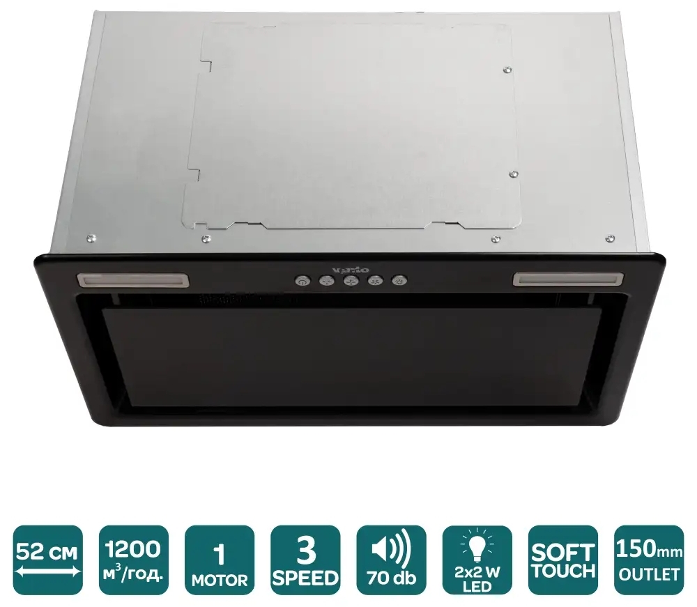 Кухонная вытяжка Ventolux Punto 52 BKG (1200) ST цена 6899 грн - фотография 2