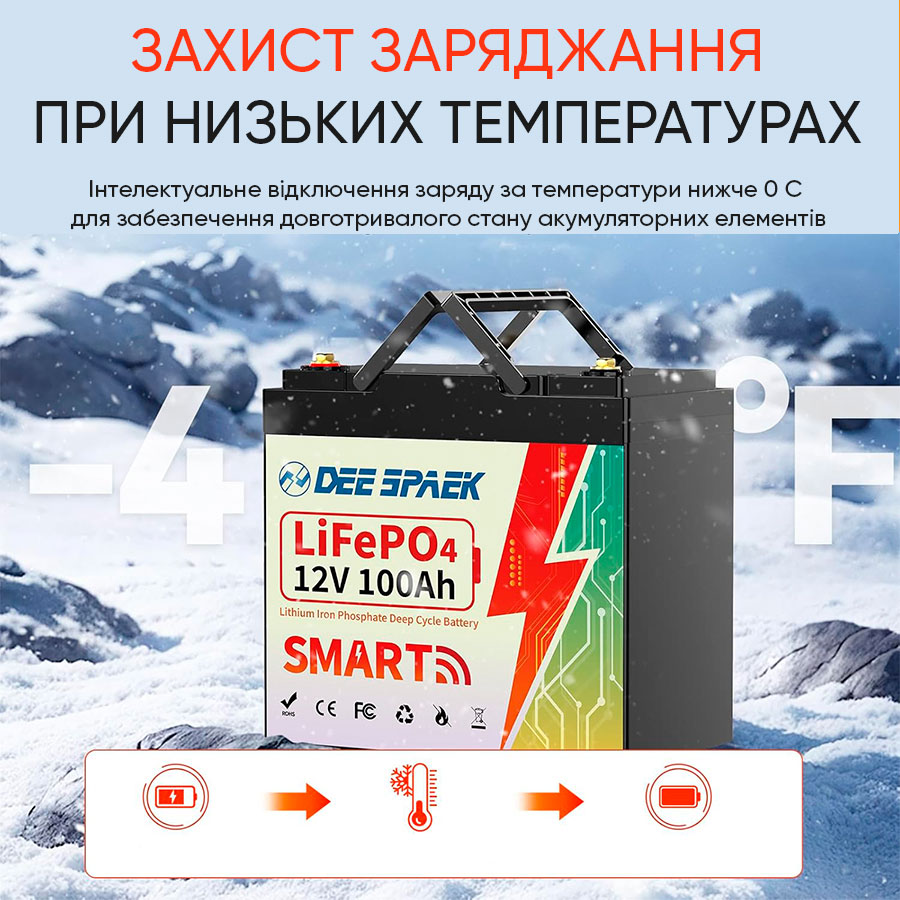 Аккумулятор Dee Spaek LiFePO4 12V 100 Ah Bluetooth Mini (1280Wh) (BMS 100A) цена 14099 грн - фотография 2