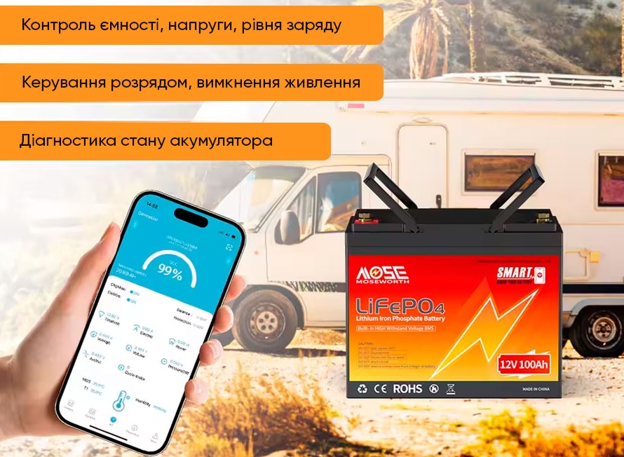Аккумулятор Moseworth LiFePO4 12V 100 Ah Smart (1280Wh) (BMS 100A) отзывы - изображения 5