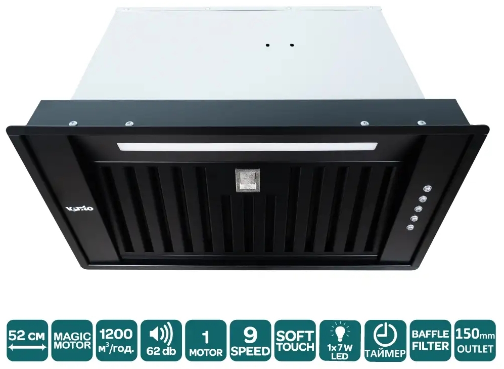 Кухонная вытяжка Ventolux Punto 52 BK (1200) ST MM BF цена 7999 грн - фотография 2