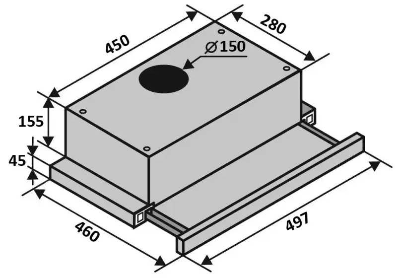 Ventolux Garda 50 WH (700) LED 2S Габаритні розміри