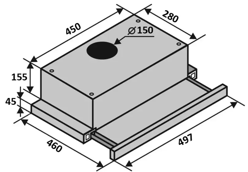 Ventolux Garda 50 INOX (700) LED 2S Габаритні розміри