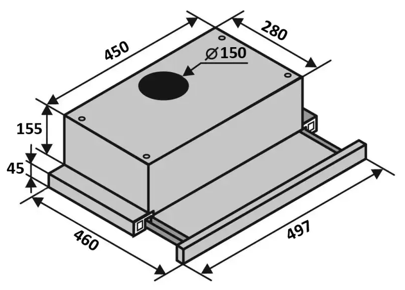 Ventolux Garda 50 BK (700) LED 2S Габаритні розміри