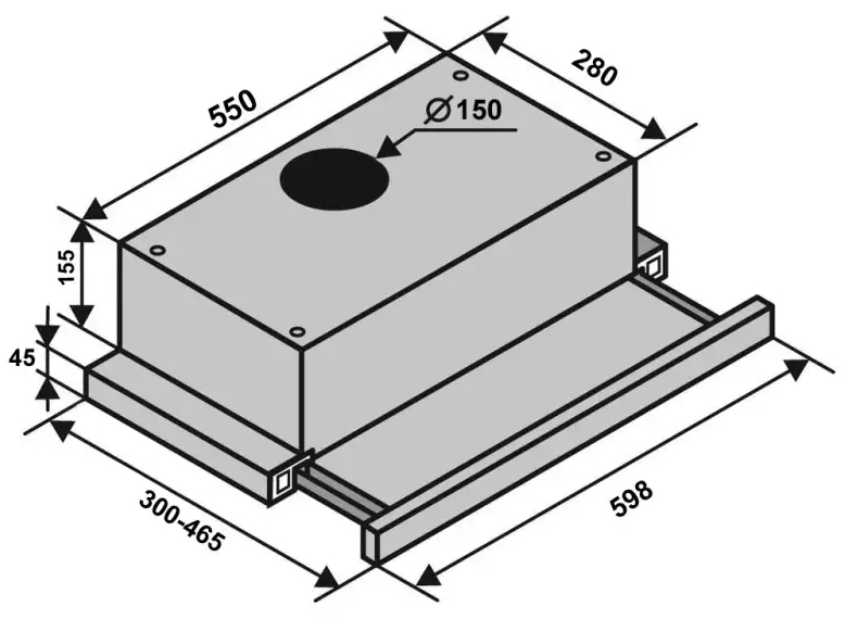 Ventolux Garda 60 INOX (1000) LED 2S Габаритні розміри