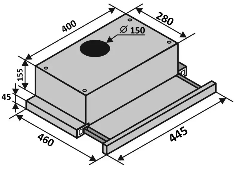 Ventolux Garda 45 INOX (700) LED Габаритные размеры