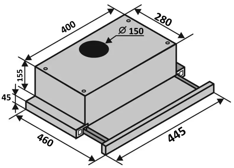 Ventolux Garda 45 BK (700) LED Габаритные размеры