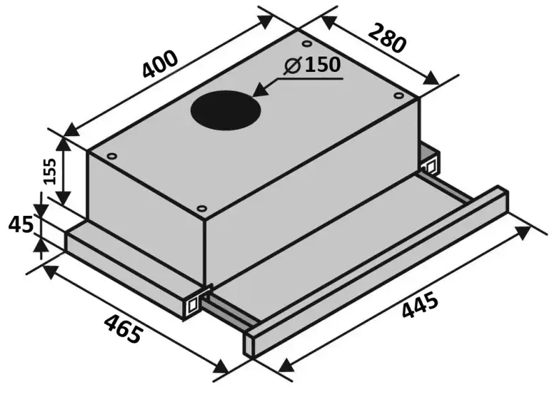 Ventolux Garda 45 BK (700) LED 2S Габаритні розміри