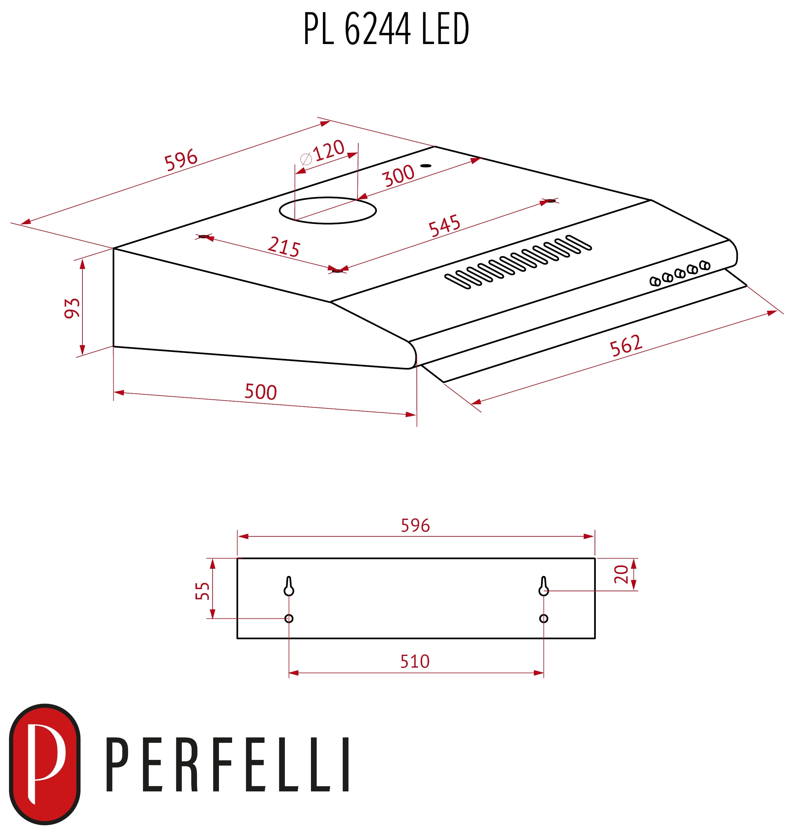 Perfelli PL 6244 BL Led Габаритні розміри