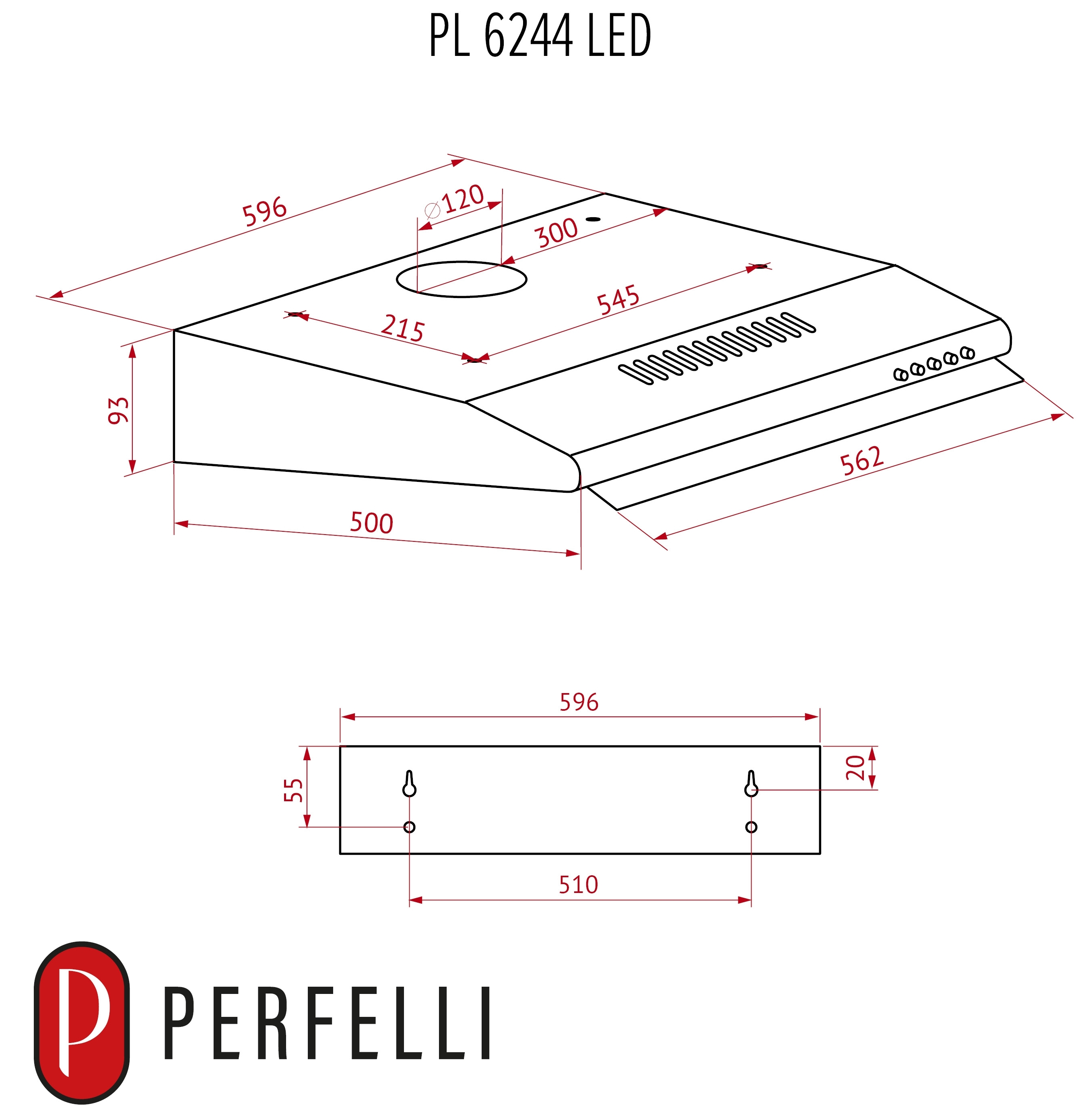 Perfelli PL 6244 I Led Габаритные размеры