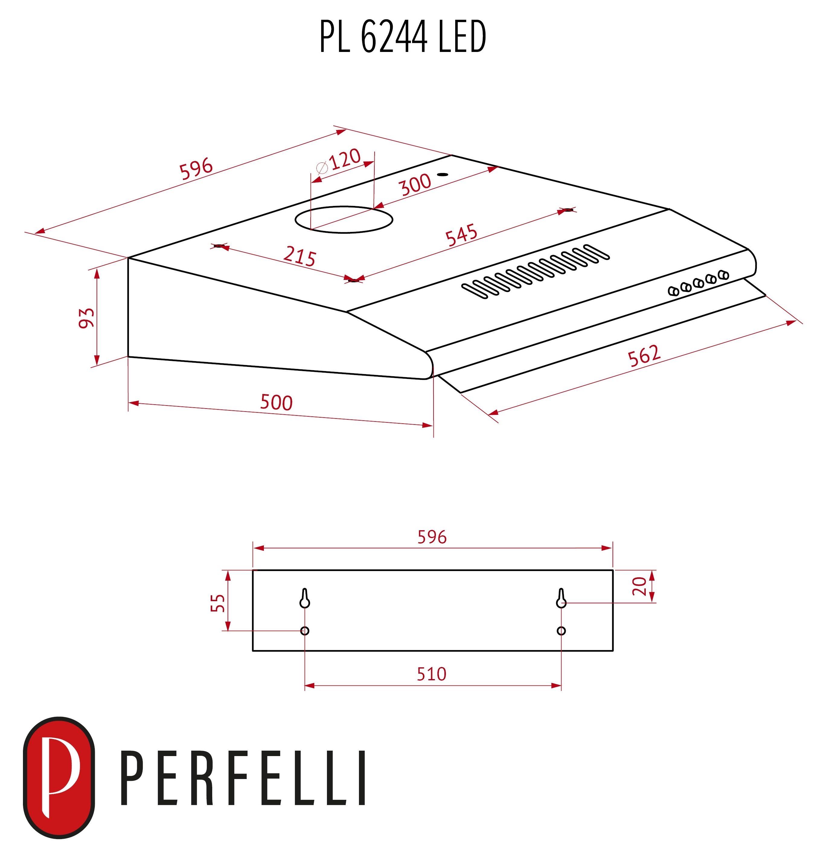 Perfelli PL 6244 W Led Габаритні розміри