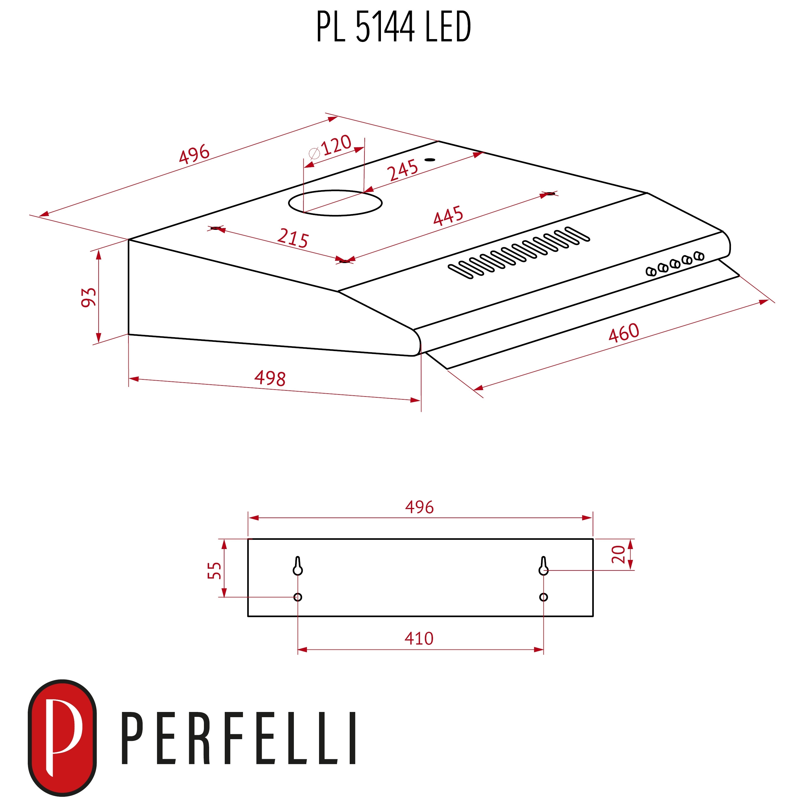Perfelli PL 5144 BG Led Габаритные размеры