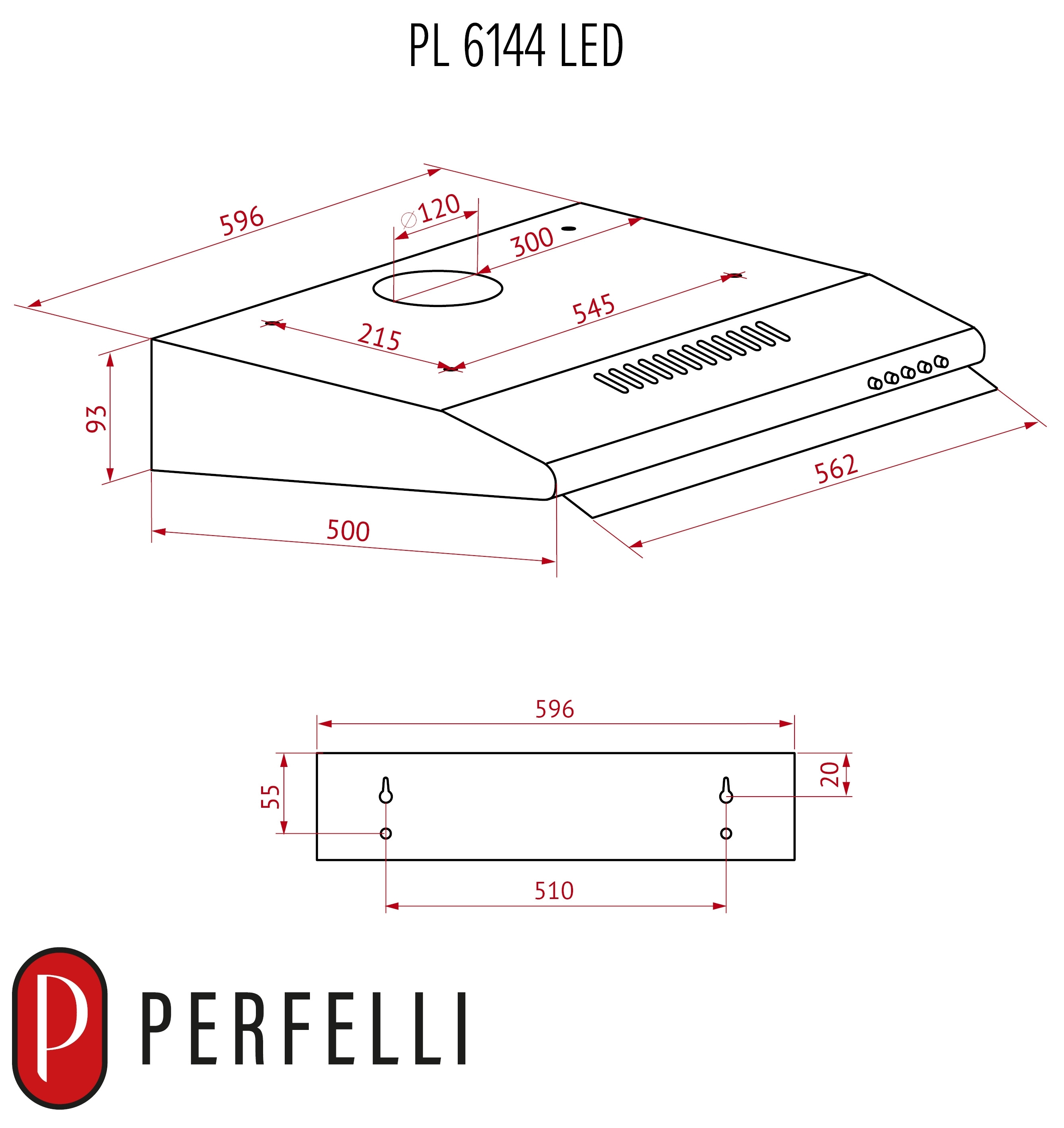 Perfelli PL 6144 BG Led Габаритні розміри