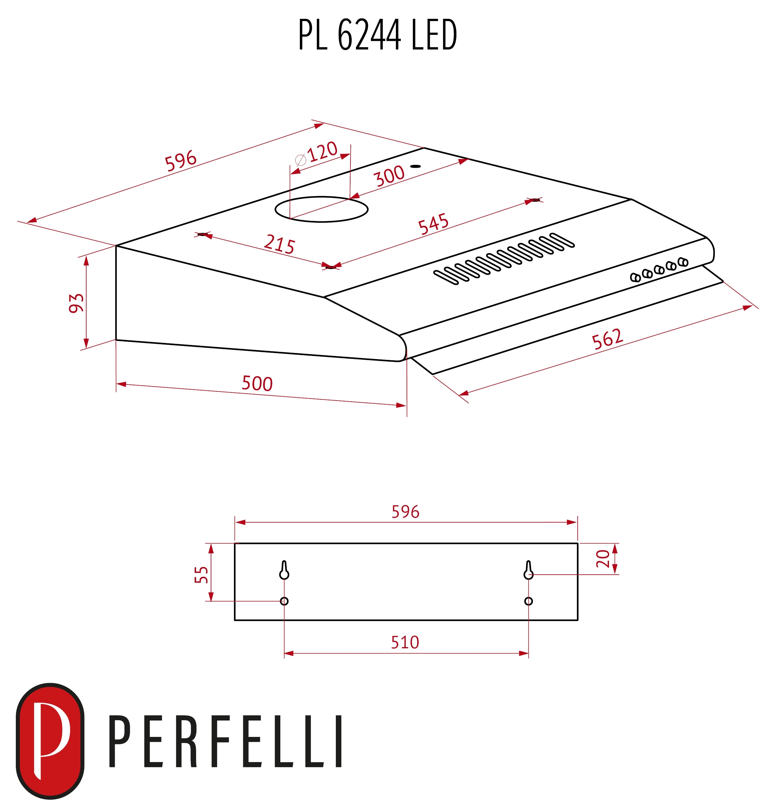 Perfelli PL 6244 BG Led Габаритні розміри