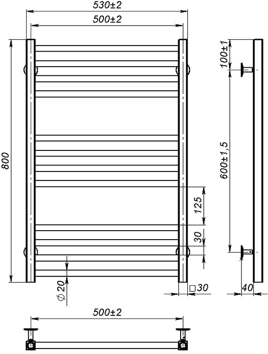 OnlyHeat Ember 500x800/12 Габаритні розміри