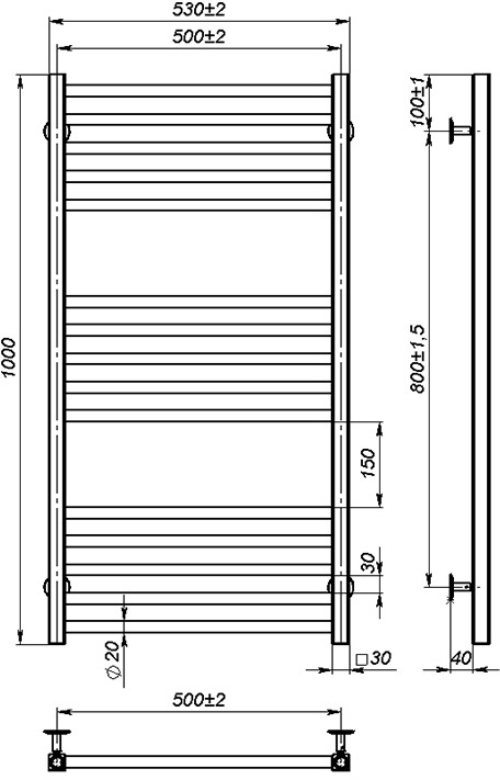 OnlyHeat Ember 500x1000/15 Габаритні розміри