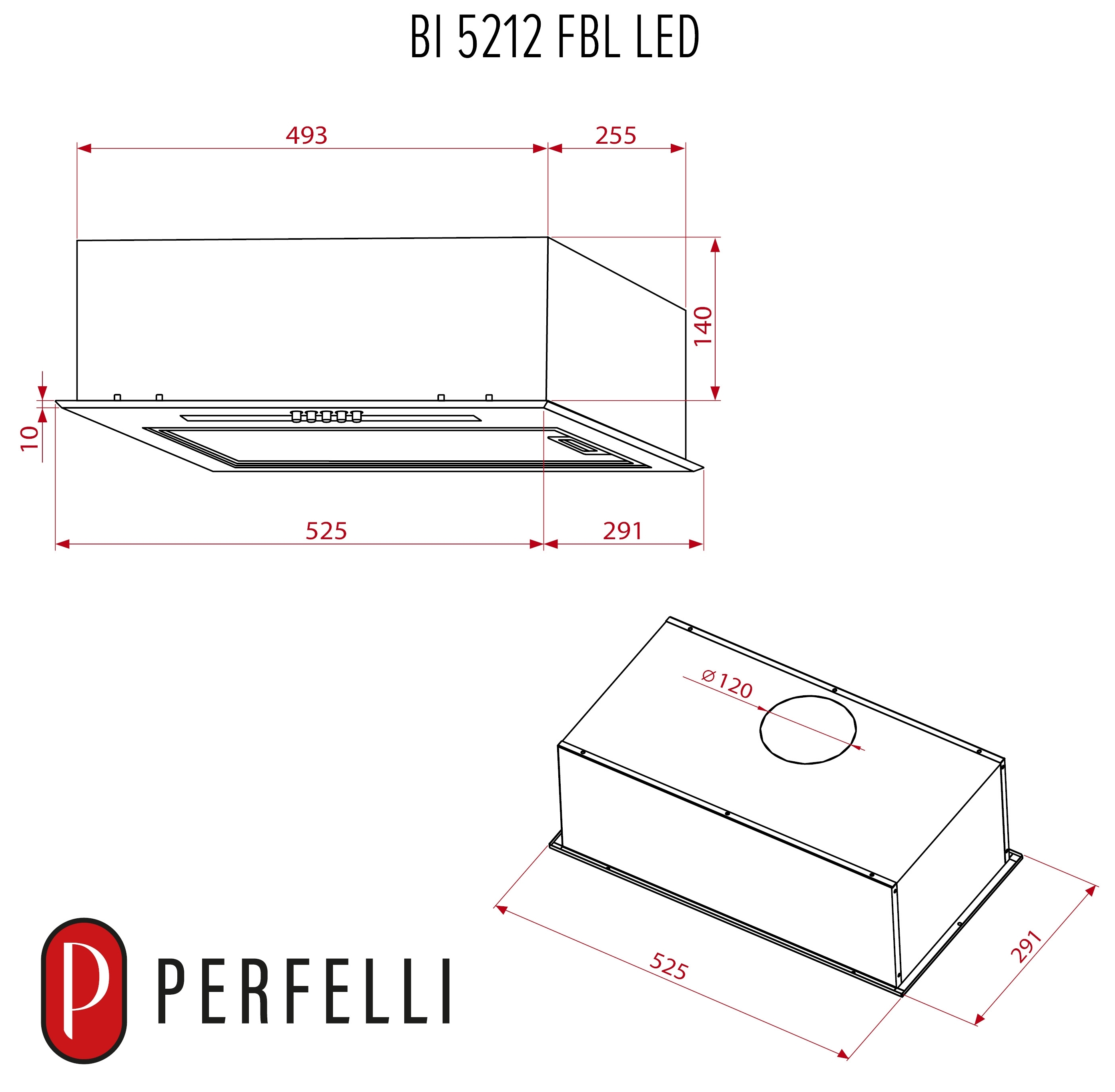 Perfelli BI 5212 FBL Led Габаритні розміри