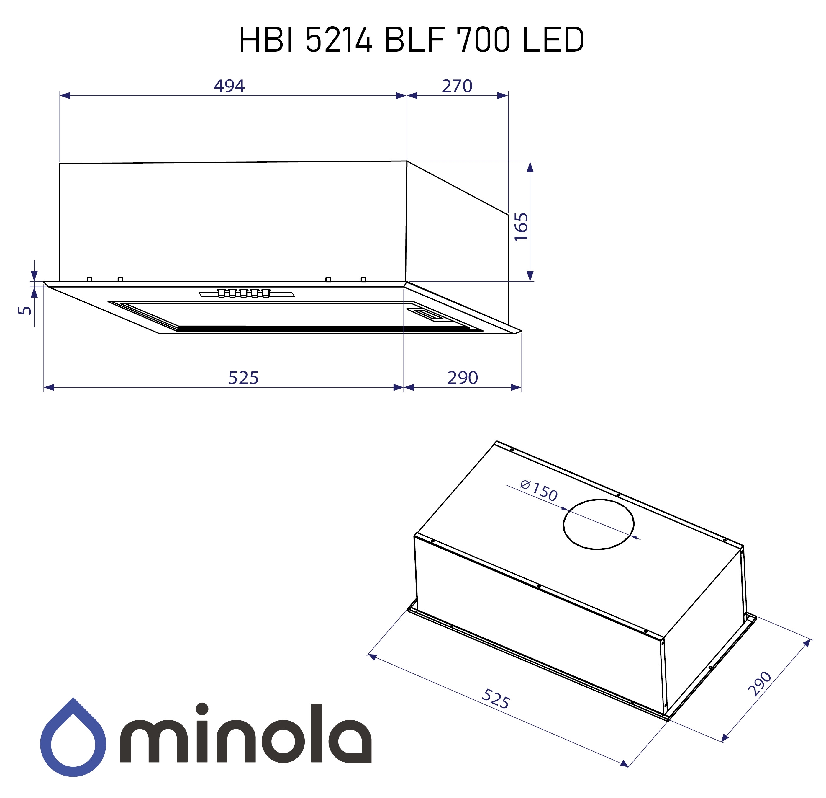 Minola HBI 5214 BLF 700 Led Габаритные размеры