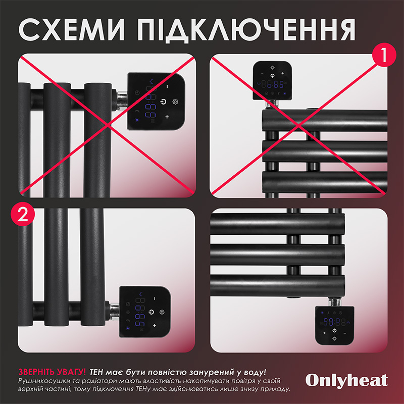 ТЕН для рушникосушки OnlyHeat Onyx Black 0.3 кВт огляд - фото 8