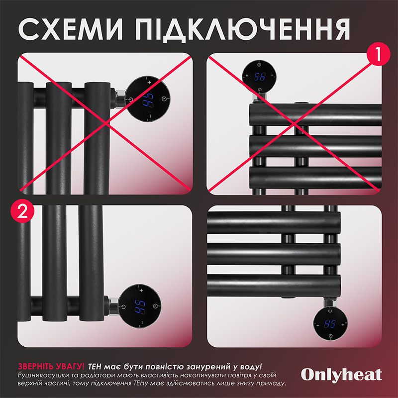 ТЕН для рушникосушки OnlyHeat Argent Chrome Pro 0.6 кВт (прихований монтаж) огляд - фото 8