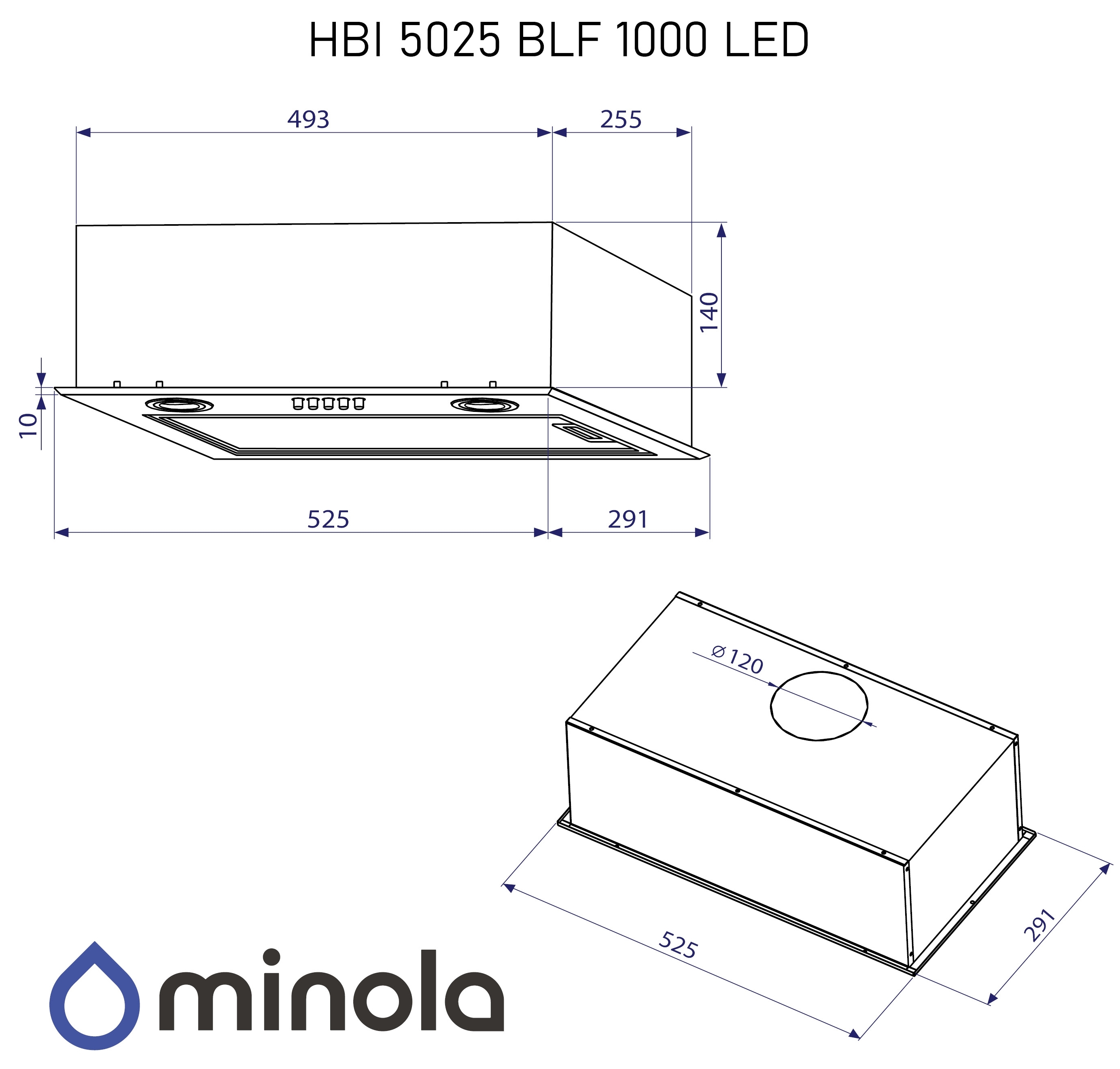 Minola HBI 5025 BLF Led Габаритные размеры