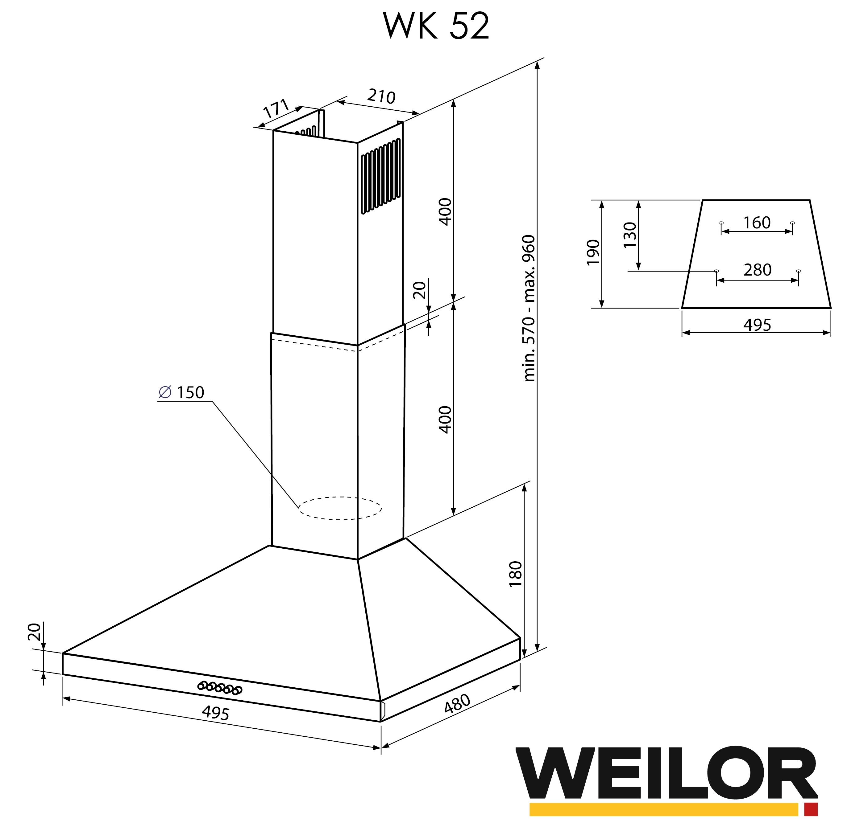 Weilor WK 52 SS Габаритные размеры
