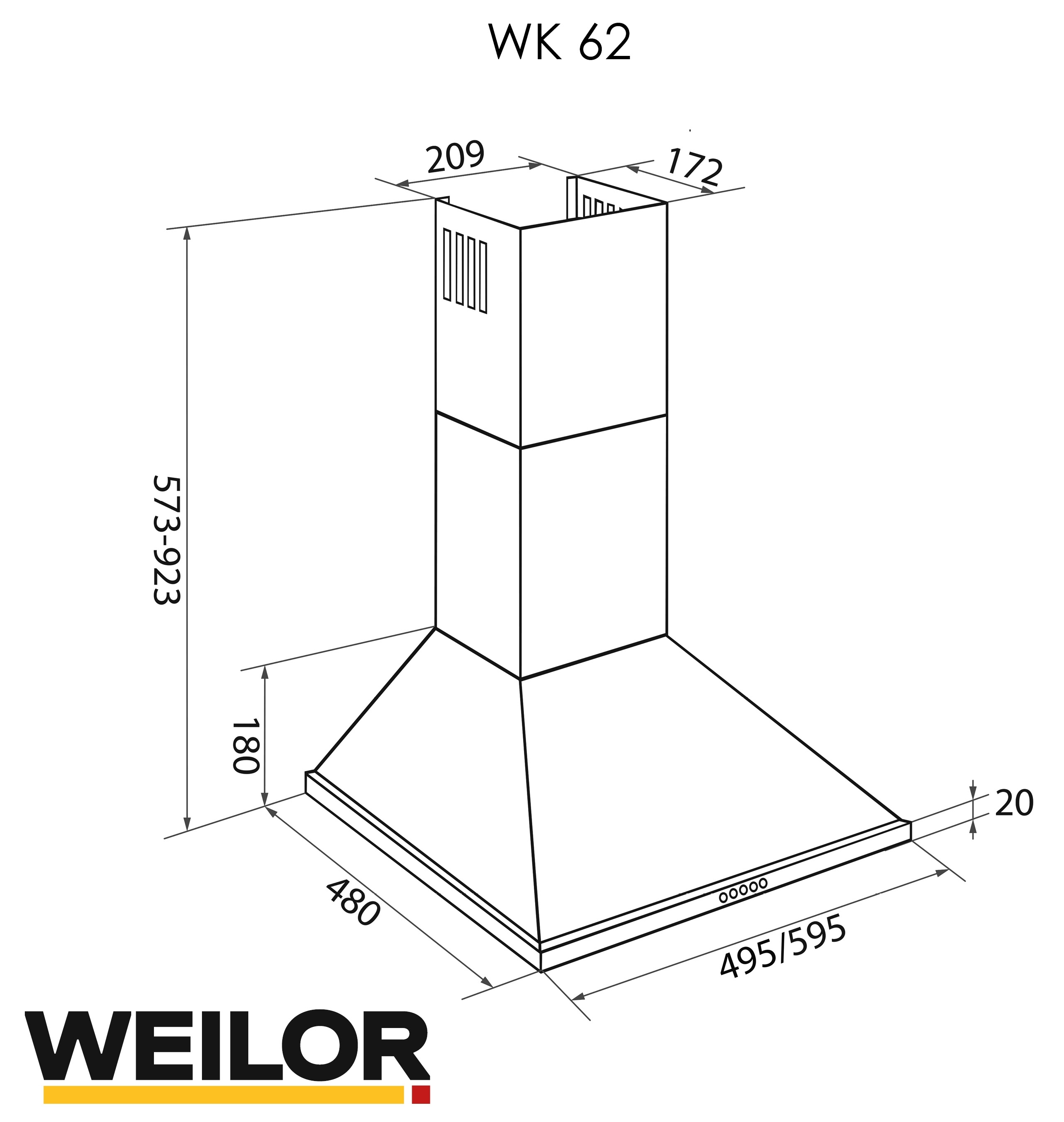 Weilor WK 62 WH Габаритные размеры