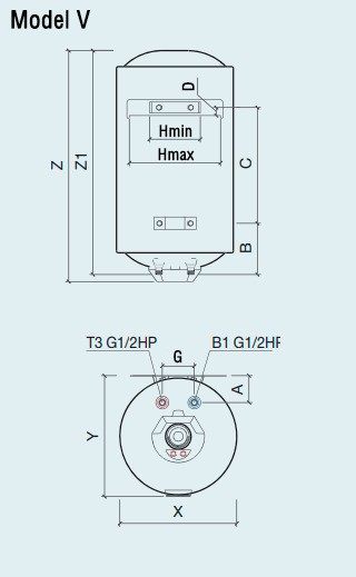 Quartz Start 50 V Габаритні розміри