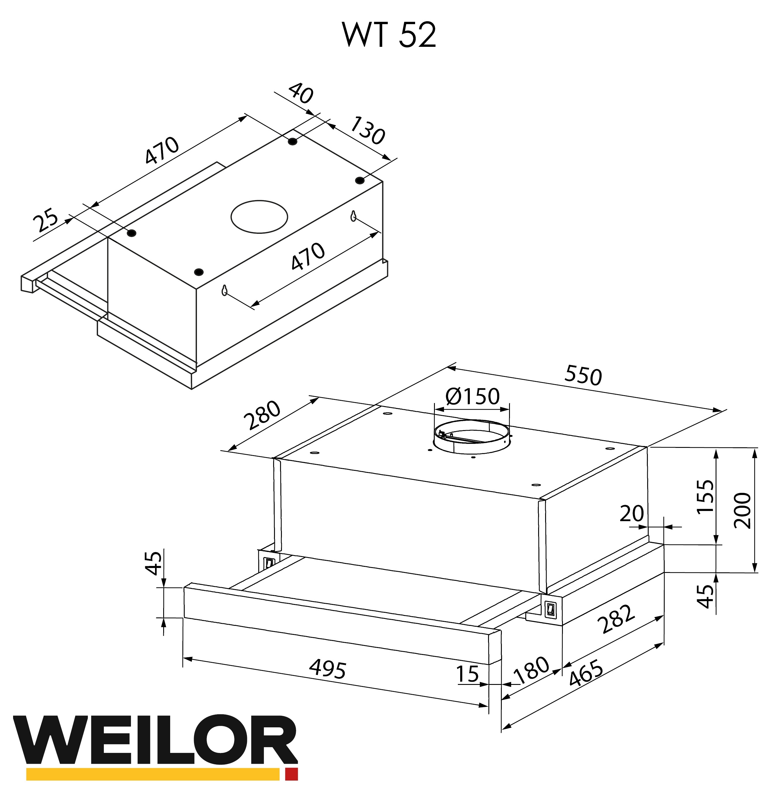 Weilor WT 52 SS Габаритные размеры