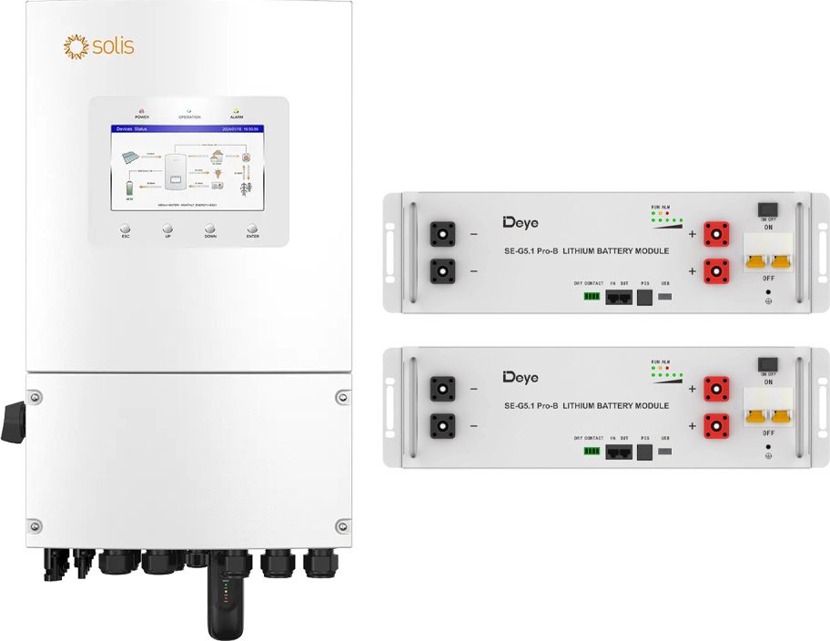 Система резервного питания Solis 6000Вт + аккумулятор Deye 100Ah*2шт.