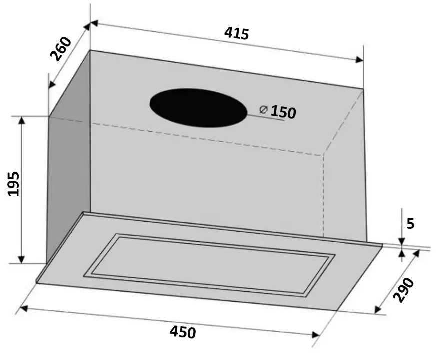 Ventolux Punto 45 BG (700) PB Габаритні розміри