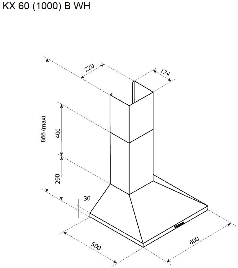 Pyramida KX 60 (1000) B WH Габаритні розміри