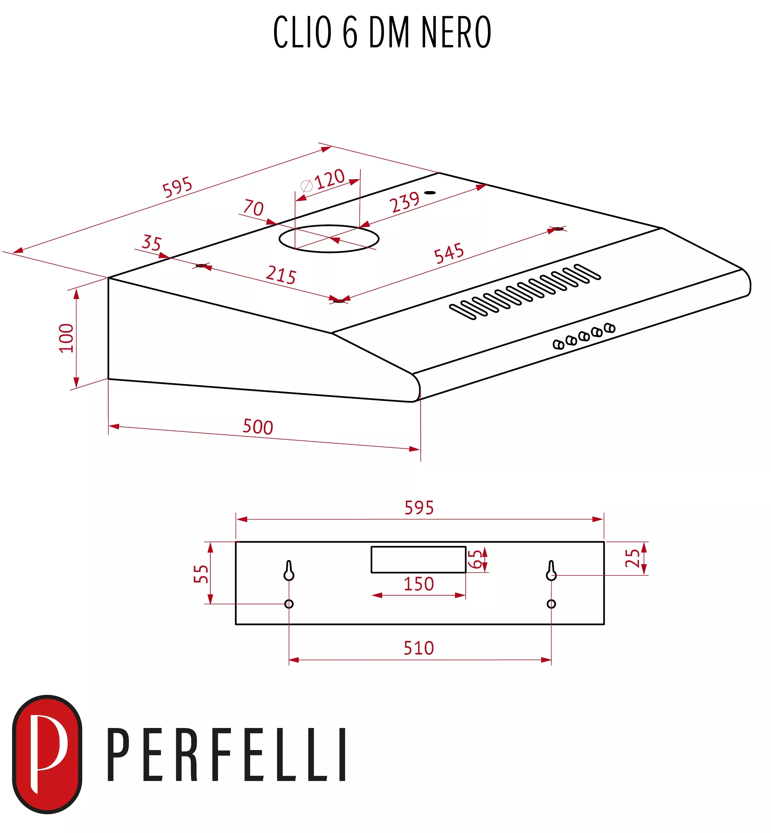 Perfelli Clio 6 DM Marrone Габаритні розміри